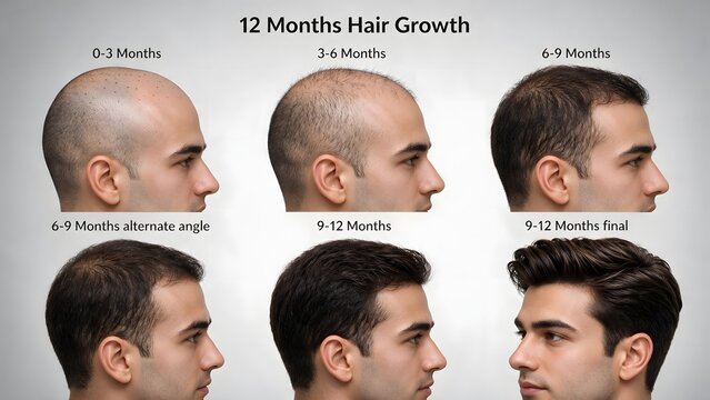 12 Months Hair Transplant Growth Timeline &ndash; Man's Progressive Regrowth Stages