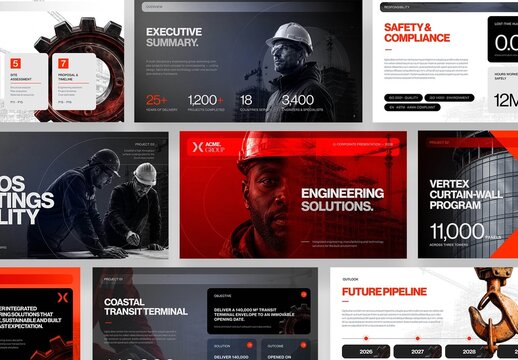 Engineering Presentation Template for Construction, Architecture & Heavy Industry Pitch Deck Layouts