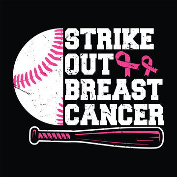 Baseball Pink Ribbon Breast Cancer Awareness T-shirt Design