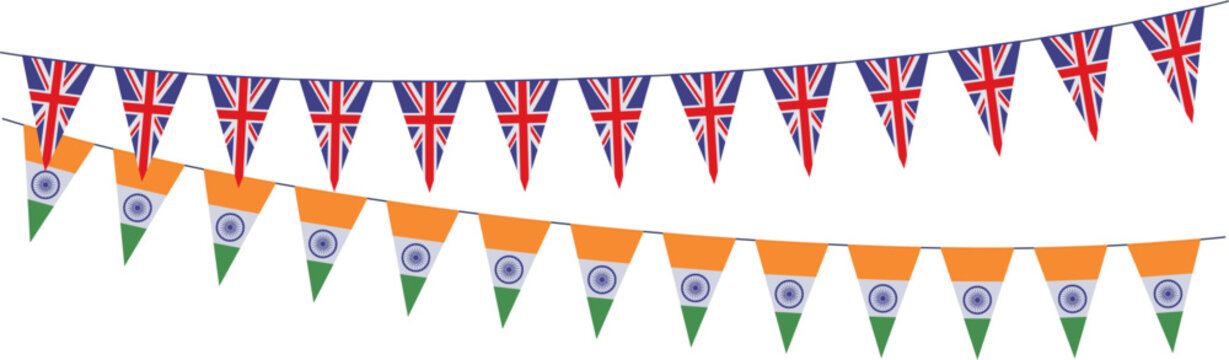 Garlands with pennants from United Kingdom and India