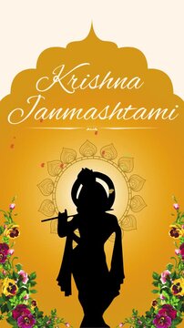 Janmashtami Yellow and Black Traditional Greeting Video Story