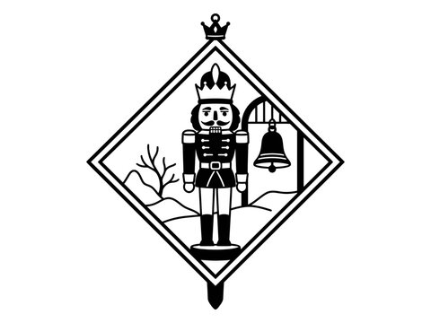 Nutcracker soldier diamond ornament with hanging bell