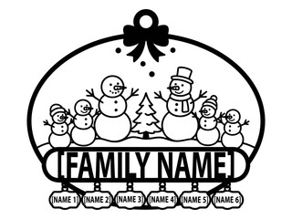 Naklejka premium Personalized snowman family Christmas ornament template