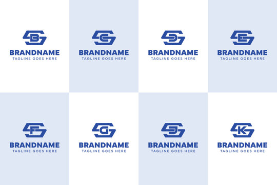 Letters SB SC SD SE SF SG SJ SK Hexagon Monogram Logo Set, for BS CS DS ES FS GS JS KS initials
