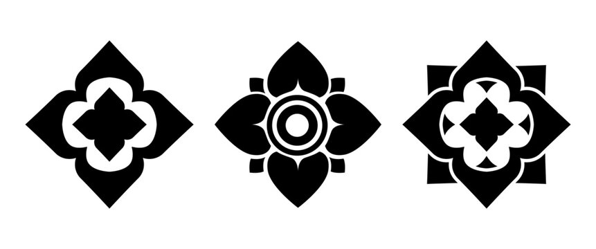 Modern Thai Flower Icon Minimal Asian Floral Spa Logo