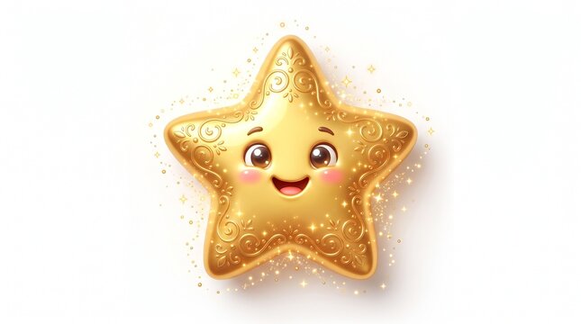 A cute smiling cartoon star shining brightly with a cheerful expression, playful details, and a colorful child-friendly style, perfect for a fun and engaging educational poster.