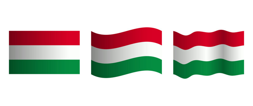 Isolated Hungary Flag Set Waving Hungarian National Symbol Icon