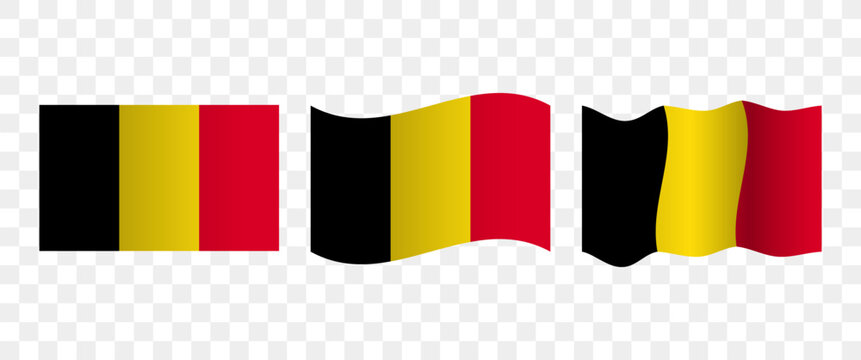 Isolated Belgium Flag Set Waving Belgian National Symbol For Travel