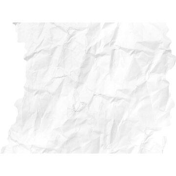 Close up of a messy crumpled white paper with irregular torn borders