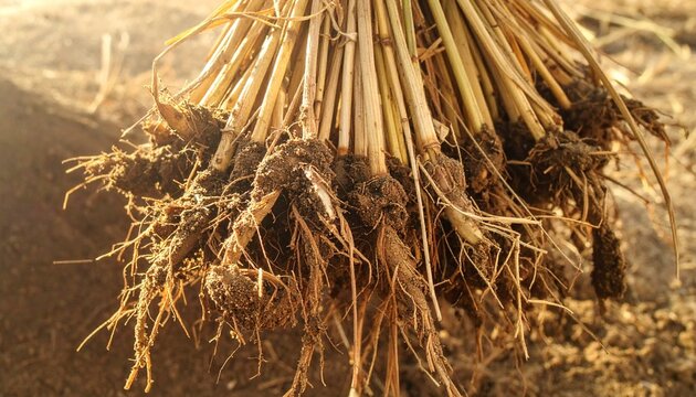 Golden wheat field closeup with dry stalks and grains.
