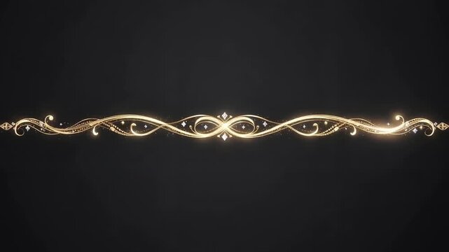Elegant golden light particles forming a decorative swirl pattern on a dark background, creating a mesmerizing ambiance