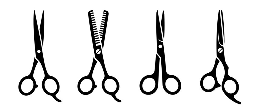 Hair Scissors Symbols Professional Barber Shear Icon Collection