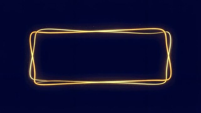 Glowing golden rectangular frame with flickering light particles on a deep blue background