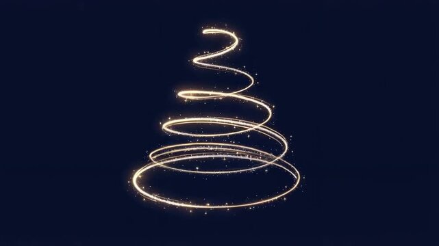 Glowing spiral light formation resembling a festive tree against a dark background