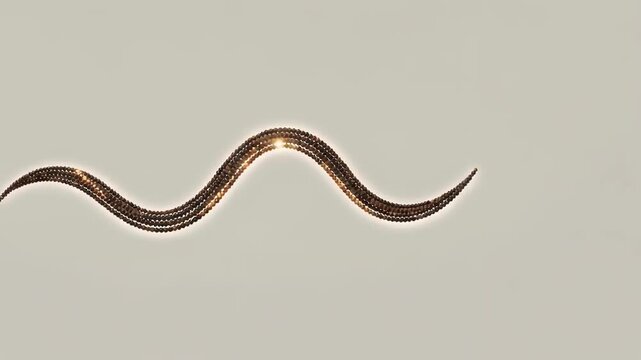 Close-up view of a slender, wavy snake with intricate patterns on a pale background