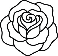 Simple line art drawing of a beautiful blooming rose flower © Stock Frame Works
