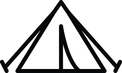 Simple black and white line drawing of a camping tent © Stock Frame Works