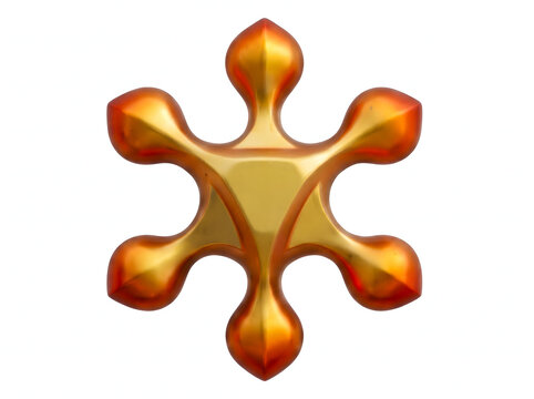 3D Glossy Golden Abstract Symmetrical Shape with Metallic Texture and Organic Curves for Futuristic Logo Design