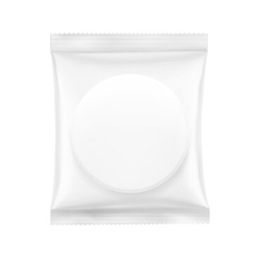 Compressed towel individually wrapped mockup. 3D hight realistic vector illustration isolated on white background. Scalable, editable. EPS10.