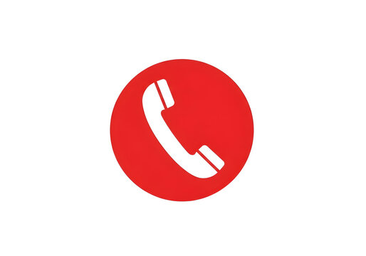Red circle icon of a white telephone symbol isolated on white background