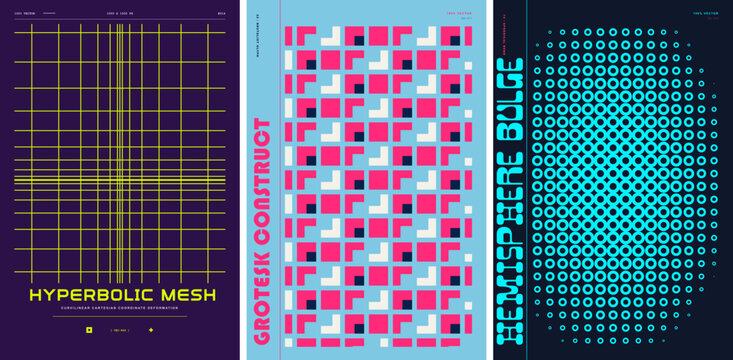 Abstract Hyperbolic Mesh Grotesk Blocks and Sphere Pattern