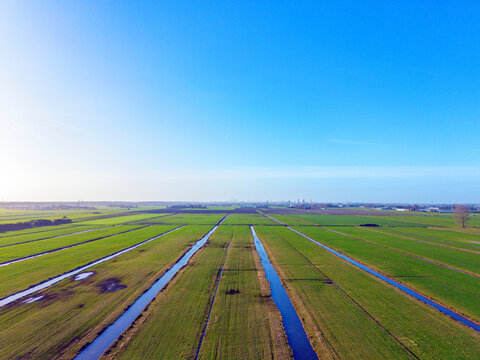 Drone view of the Zuidplaspolder where Cortelande will arise
