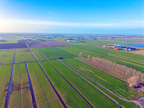 Drone view of the Zuidplaspolder where Cortelande will arise