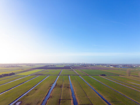 Drone view of the Zuidplaspolder where Cortelande will arise
