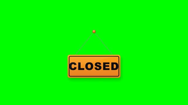 Hanging Closed Sign Animation on Green Screen