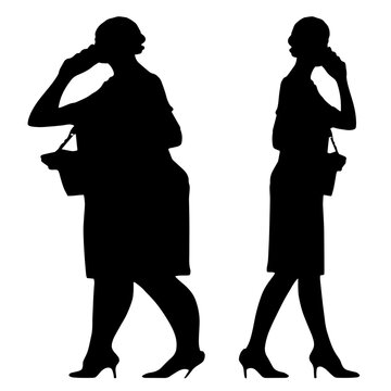 Conceptual fat overweight obese female vs slim fit healthy body after weight loss or diet on white background. A  fitness, nutrition or obesity, health shape illustration vector as silhouettes