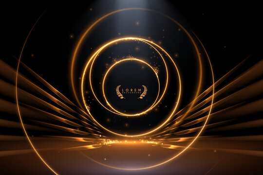 Golden motion lines with glow effect