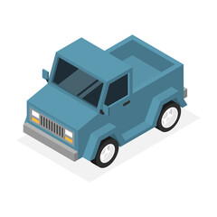 Fototapeta premium Pickup truck isometric art illustration