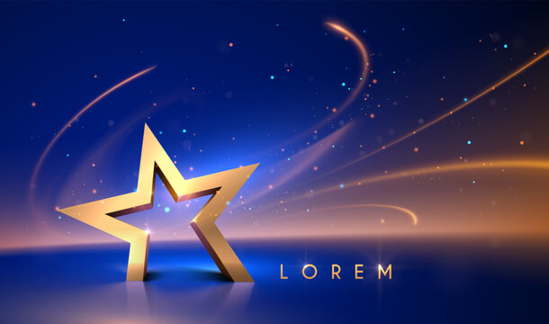 Golden star shape with light effects