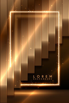Golden shapes background with light frame