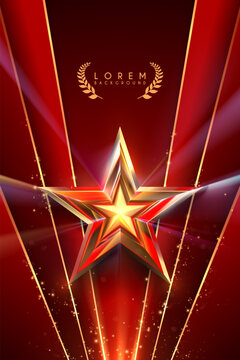 Red and gold star shape with lines