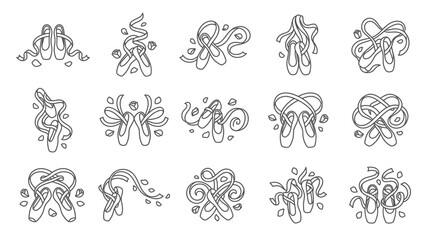 Ballet pointe shoes line art collection © Ikan