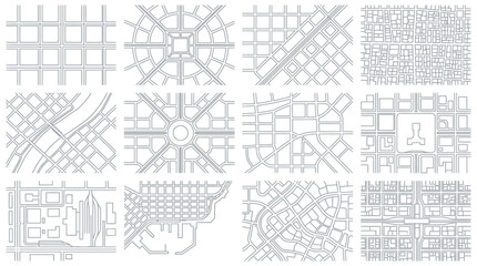 Naklejka premium City Street Map Patterns Set