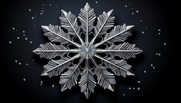 silver glitter snowflake on black background