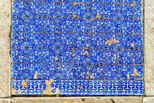 Famous 18th-century Portuguese tiles in the city of Sao Luis, Maranhao.