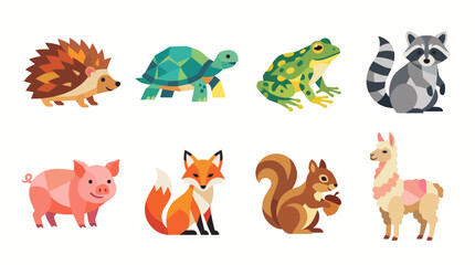 Obraz premium Cute Geometric Animals Collection - Flat Design