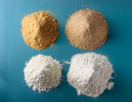 four types of flour piles with wells top view