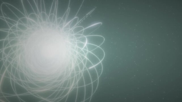 Glowing light lines rotate into an intricate spherical vortex in a serene 3D animation for meditation backgrounds and ambient music visuals