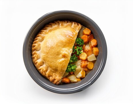 chicken pot pie american food isolated on white