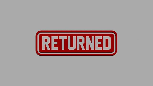 Glossy red 3d button featuring the word returned written in bold white letters isolated on gray background