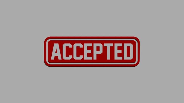 Glossy red 3d render of an accepted sign for business approval and verification processes