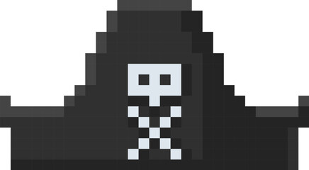 Fototapeta premium Pirate Hat With Skull Pixel Art