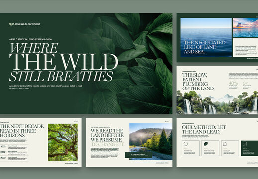 Nature Presentation Template with Green & Cream Hues for Environmental, Travel & Earth Day Themes