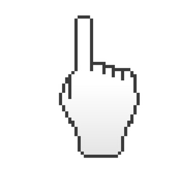 Pixel art hand pointing cursor pointer icon