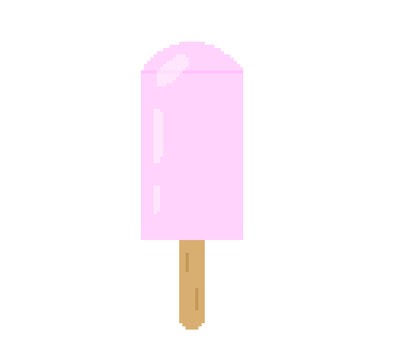 Pixel art strawberry ice cream cone icon