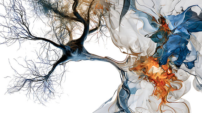 Conceptual graphic illustration of neurons and human emotions
